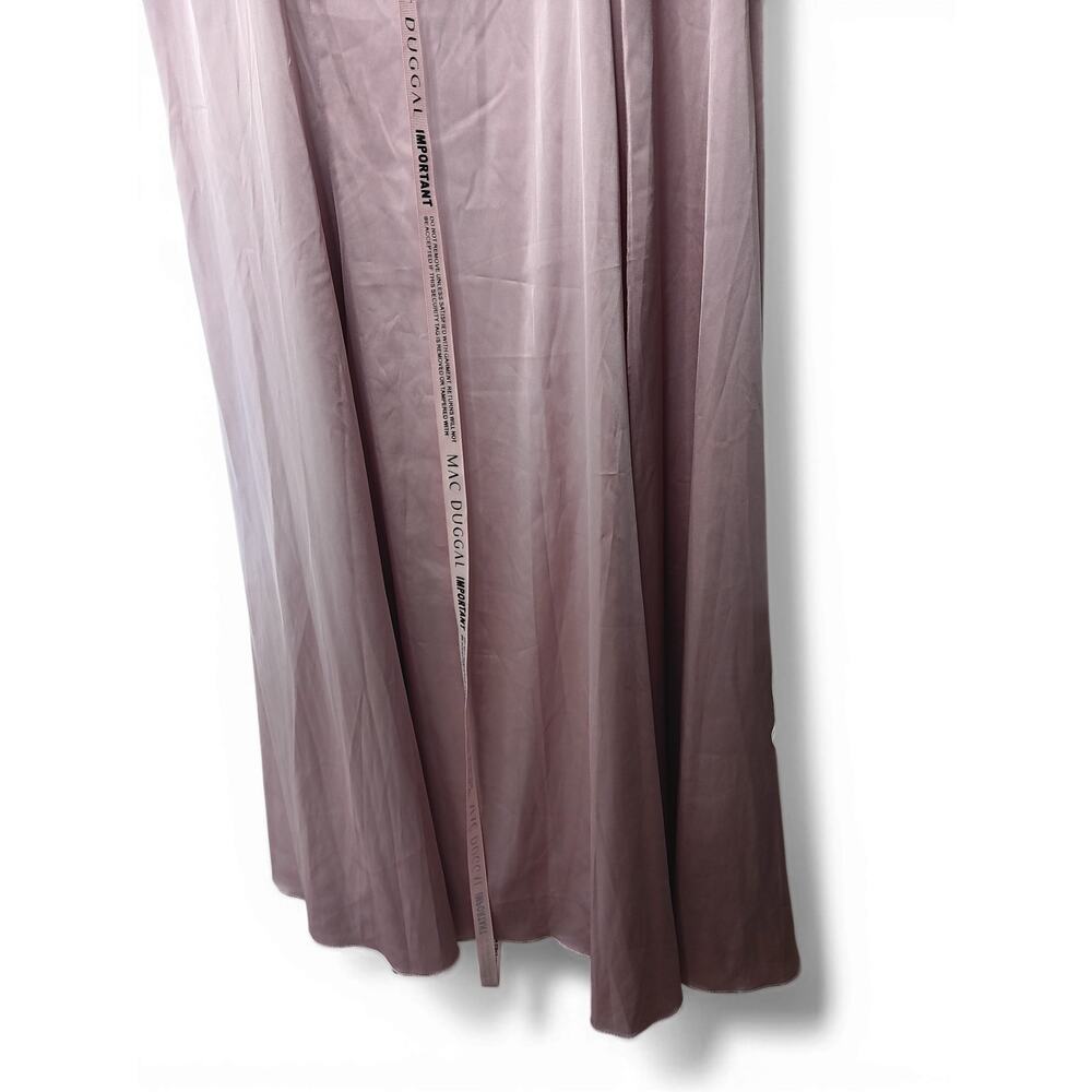 New with Tags IEENA Mac Duggal Dress 12 Blush Satin V Neck Formal Gown - Picture 8 of 16